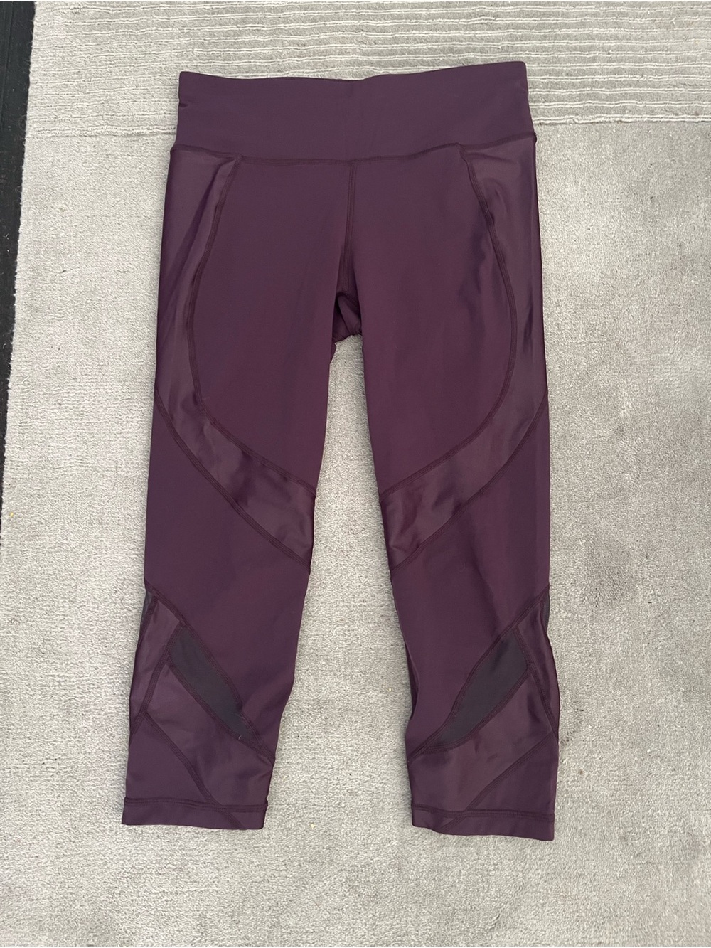 Sweaty Betty The Power Mesh Crop Leggings Plum Burgundy Size S